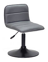 Стілець Real BK-Base сірий 1001 шкірозамінник, на круглій чорній нозі-опорі, фото 6