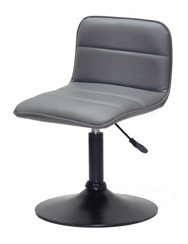 Стілець Real BK-Base сірий 1001 шкірозамінник, на круглій чорній нозі-опорі, фото 1
