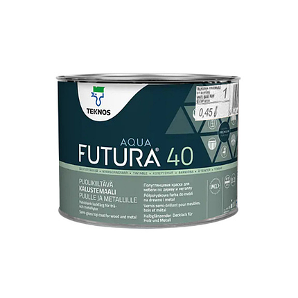 Універсальна фарба Teknos Futura Aqua 40 напівглянцевий 0.45л, фото 1