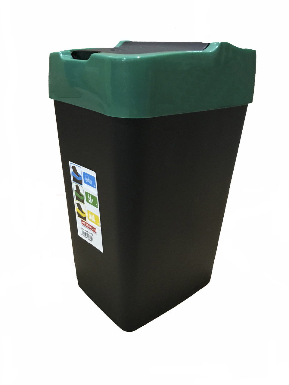 Відро для сміття з кришкою чорне 18л, Heidrun REFUSE Push&Up, 29*23*43см (HDR-1341)
