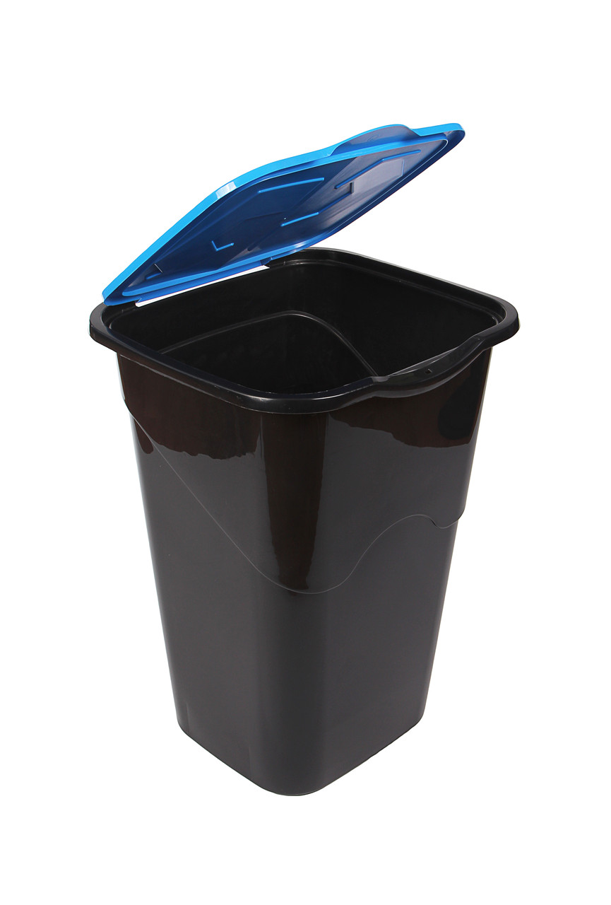 Відро для сміття з кришкою чорне 50л, Heidrun RECYCLING, 40*36,5*53,5 см (HDR-1433)