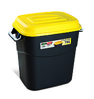 Бак-контейнер 75л для мусора EcoTayg (Испания) 60х40,2 h 56см, с желтой крышкой и ручками (411014) пластиковый