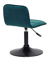 Стілець Real BK-Base зелений 1003 оксамит, на круглій чорній нозі-опорі, фото 5