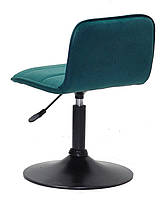 Стілець Real BK-Base зелений 1003 оксамит, на круглій чорній нозі-опорі, фото 2