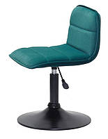 Стілець Real BK-Base зелений 1003 оксамит, на круглій чорній нозі-опорі, фото 4