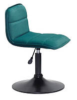 Стілець Real BK-Base зелений 1003 оксамит, на круглій чорній нозі-опорі, фото 3