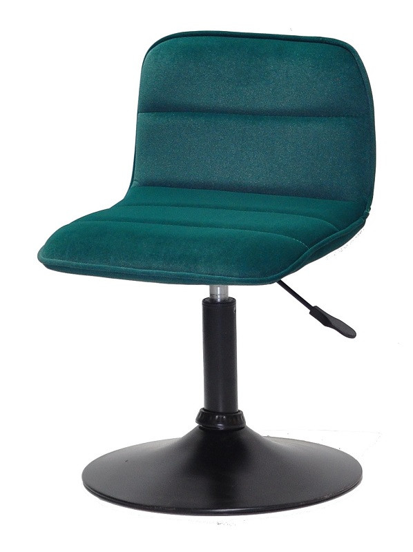 Стілець Real BK-Base зелений 1003 оксамит, на круглій чорній нозі-опорі, фото 1