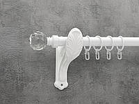 Карниз Quadrum Люмиера 200 см одинарный Белый ретро 25 мм гладкая (кольца с крючками)
