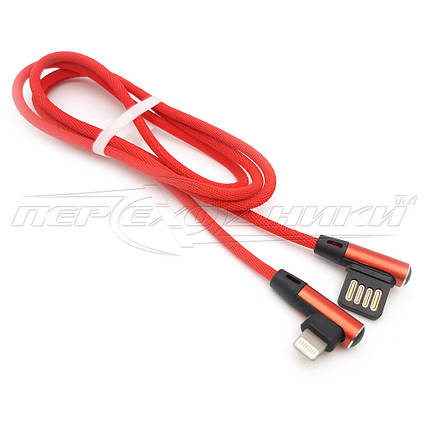 Кабель USB 2.0 to Lightning кутовий, тканинне обплетення, 1 м, фото 1