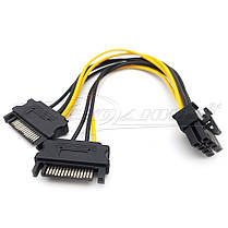 Перехідник кабель 8 pin to 2x SATA живлення, фото 4