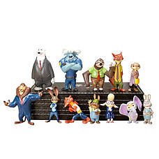 Набір фігурок Зверополіс RESTEQ. Ігрові фігурки із мультфільму Зверополіс 12 шт. Іграшки Zootopia, фото 2