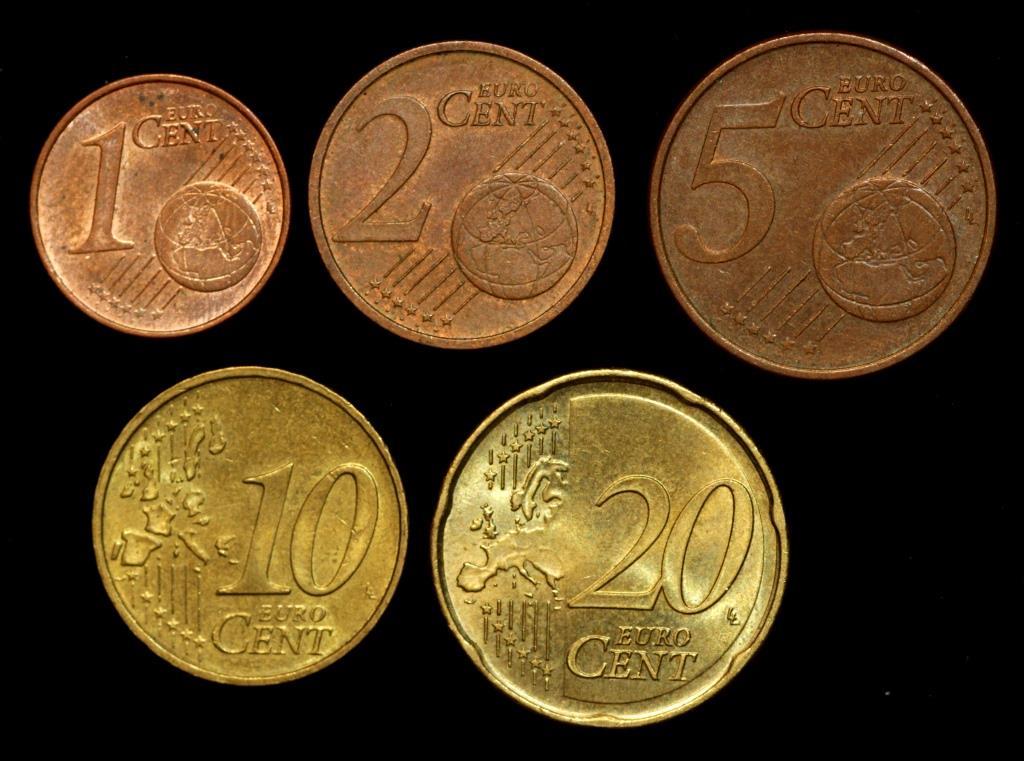 Набір Монет Німеччини 1+2+5+10+20 євроцентів
