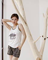 Женская пижама с шортами леопард размеры S, M, L, XL