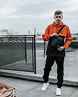 Спортивный костюм мужской Найк, Nike черный - оранжевый. Барсетка в Подарок