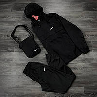 Спортивний костюм чоловічий Найк, костюм із плащівки Nike чорний. Барсетка в Подарок