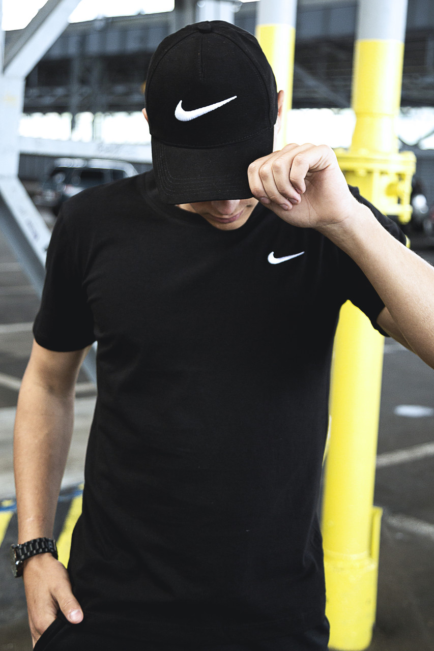 Кепка Nike чоловіча | жіноча найк чорна біле лого