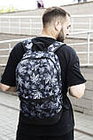 Рюкзак листочки Міський для ноутбука чорний-білий гербарій, фото 2