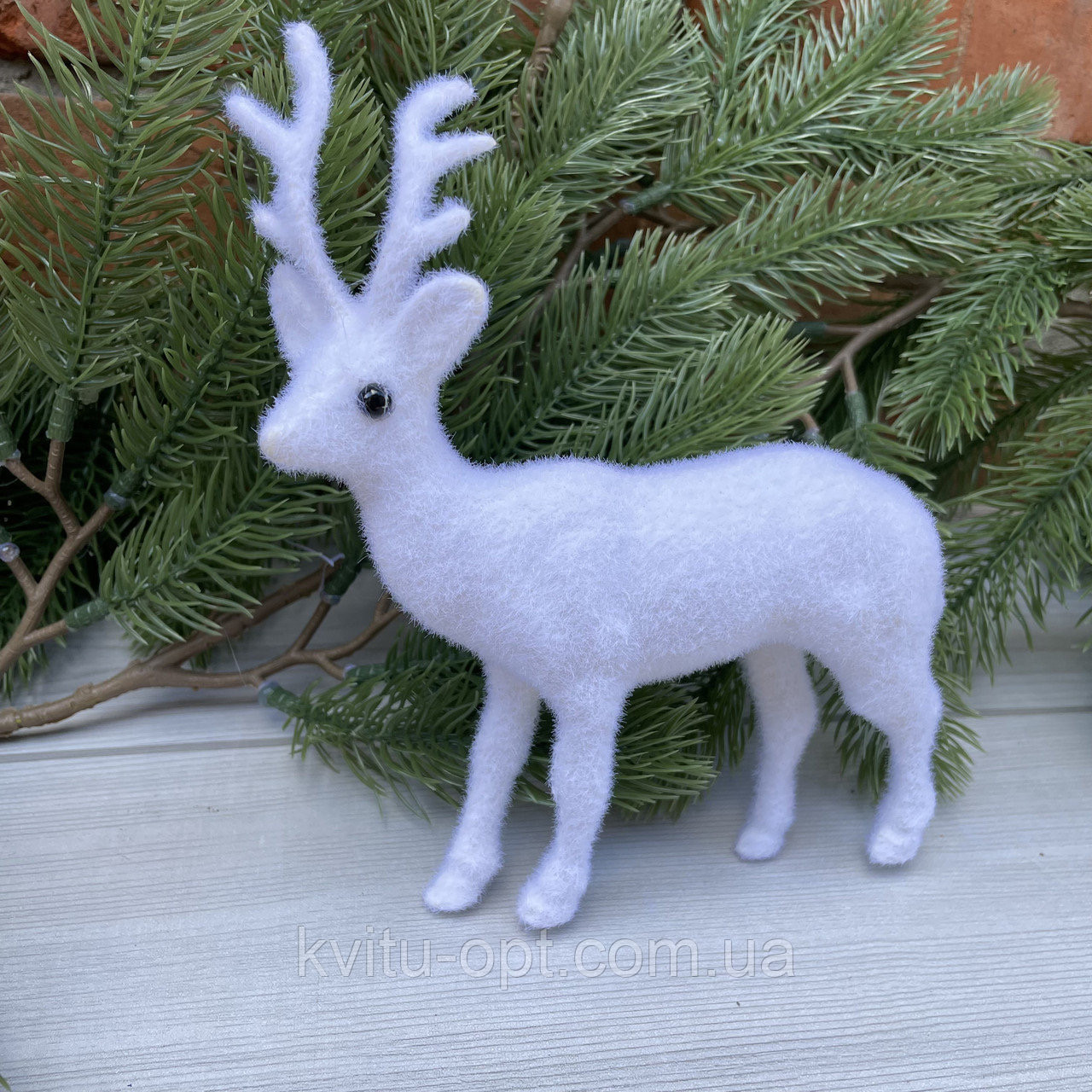 Новорічна іграшка олень середній 17 см, фото 1