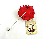 Бутоньєрка квітка ручної роботи на піджак "Червона гвоздика", фото 3