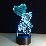 3D Світильник, "Ведмедик з кулькою", Подарунки для дівчаток, новорічний подарунок для дітей, фото 5