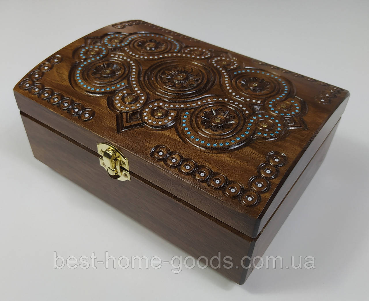 Різьблена шкатулка з горіха 21×14.5×8 см | Дерев’яна скринька ручної роботи | Подарунок з Карпат, фото 1