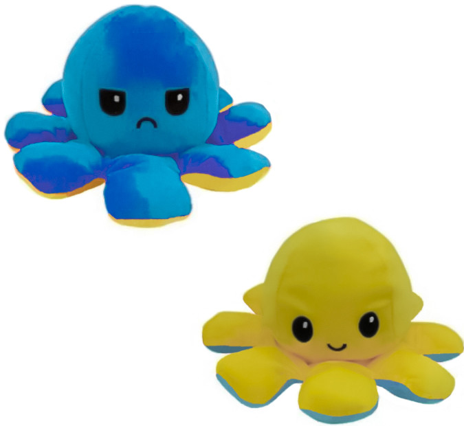 Іграшка м'яка восьминіг двосторонній OCTOPUS 7931, жовто-синя