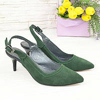 Туфлі замшеві на шпильці, колір зелений