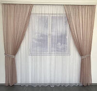 Комплект штор с тюлем на тесьме ткань сетка шторы 200х270 с тюлем 400х270 Цвет Пудра