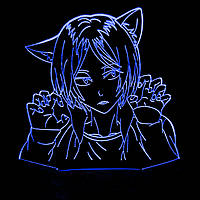 Акриловый светильник-ночник Девушка кошка синий tty-n000989