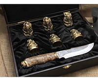 Набор бронзовых чарок "Козаки" с ножом