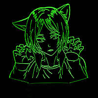 Акриловый светильник-ночник Девушка кошка зеленый tty-n000990