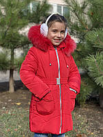 Детская зимняя куртка пальто для девочки Nestta красный размер 116