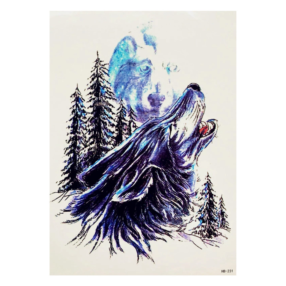 Тимчасове тату Вовк виє на місяць (HB-231, 21x15 см), фото 1