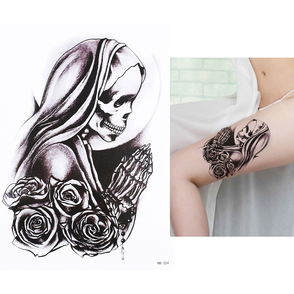 Тимчасове тату Скелет в молитві (HB-324, 21x15 см), фото 1