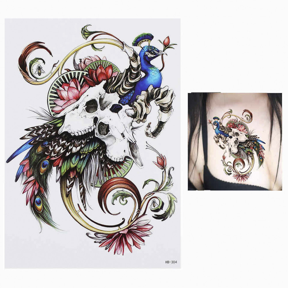 Тимчасове тату Павич (абстракція) (HB-304, 21x15 см), фото 1