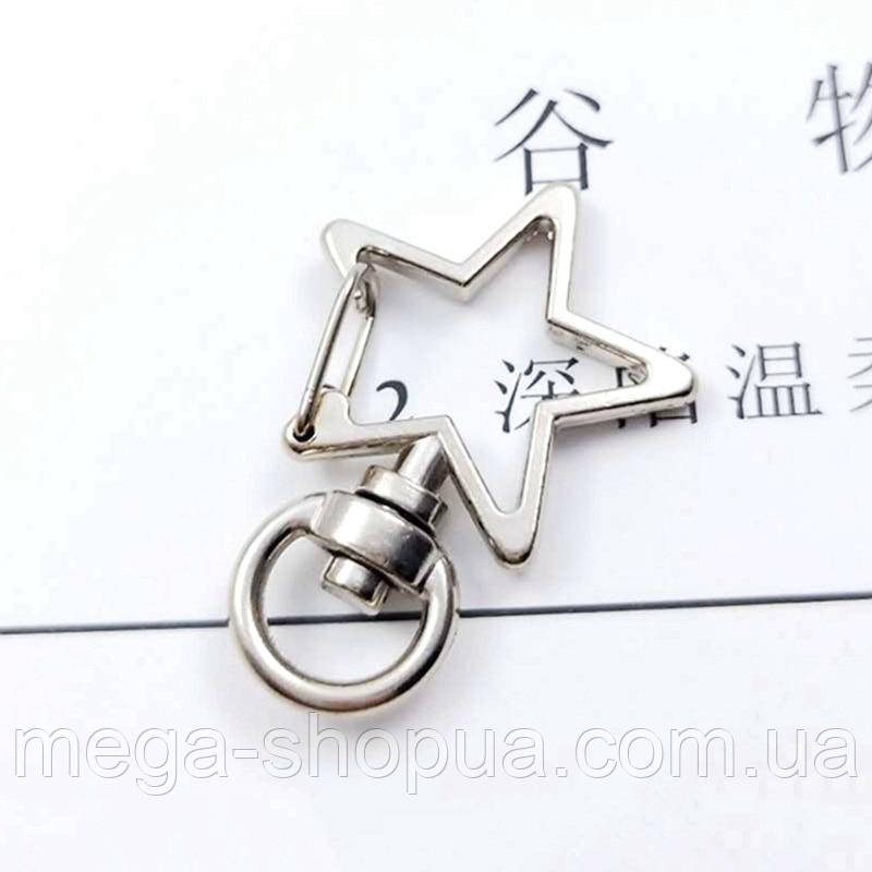 Застібка карабін металевий фурнітура для сумок, ключів 1шт YV001W Сріблястий, фото 1