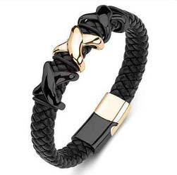 Браслет шкіряний зі сталлю. Розмір 22 см