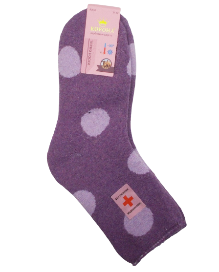 Жіночі термошкарпетки без гумки верблюжа вовна з махрою Корона 2655 37-42 бузкові, фото 1