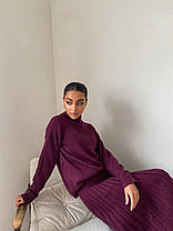 Костюм Джулінський гарний в’язаний светр і спідниця плессе міді різні кольори Кdi1354, фото 2