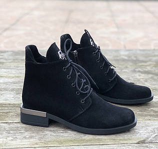 Якісні модні замшеві жіночі стильні черевики комфортні нарядні м'які красиві молодіжні зручні легкі чорні 37 розмір M.KraFVT 1014