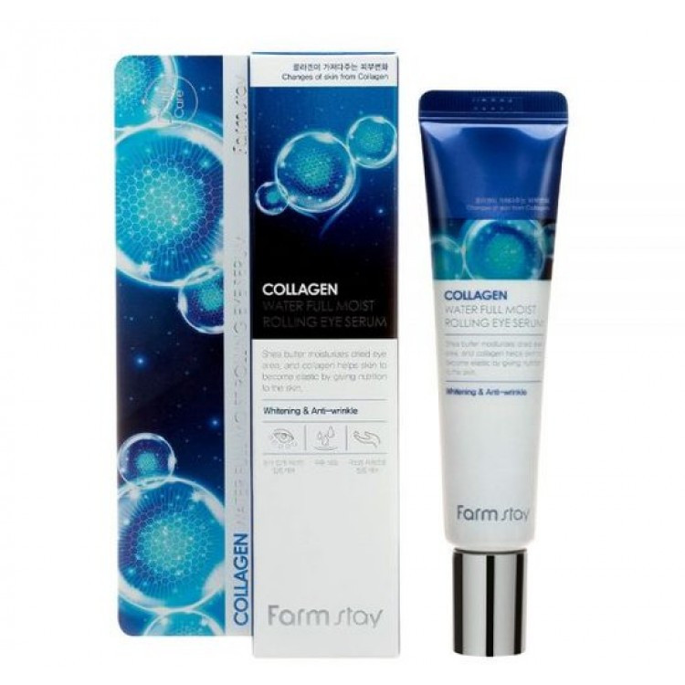 Сироватка-ролер для шкіри навколо очей Farm Stay Collagen Water Full Moist Rolling Eye Serum з колагеном 25 мл