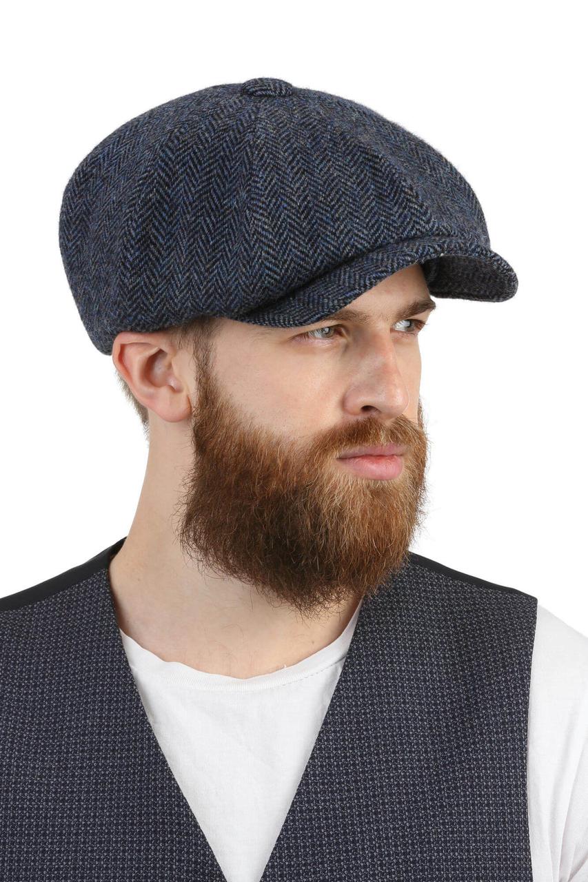 Кепка чоловіча восьмиклинка синя в ялинку, фото 1