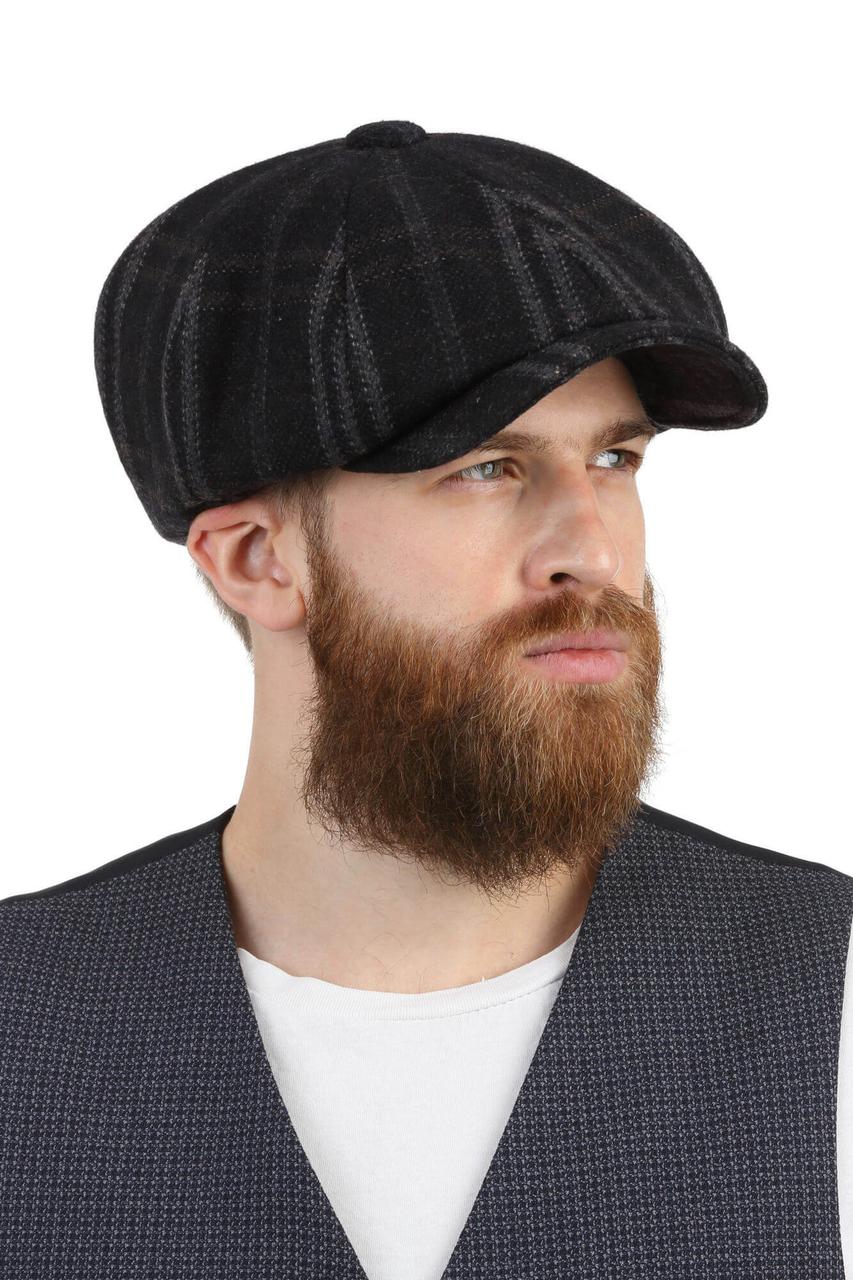 Кепка чоловіча восьмиклинка сіра в карту, фото 1