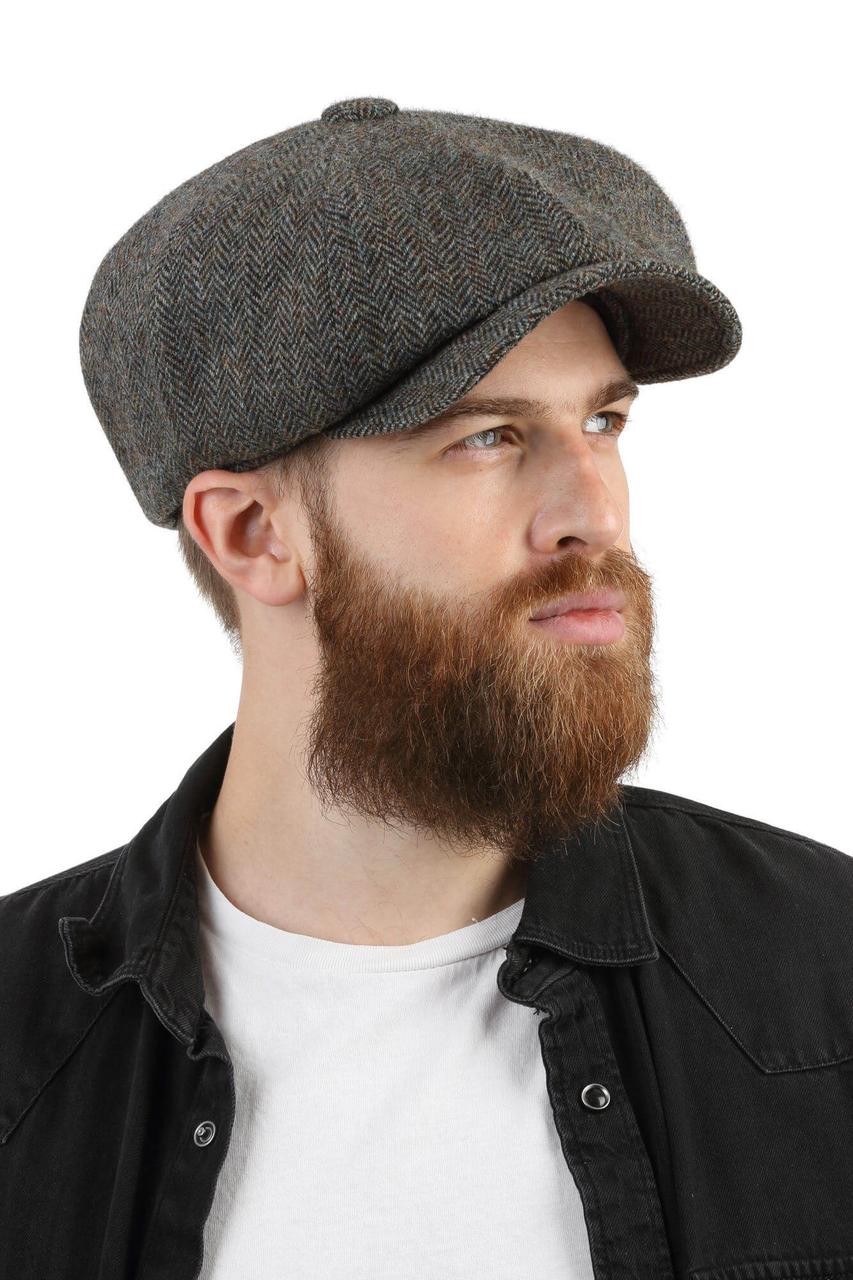 Кепка чоловіча восьмиклинка сіра в ялинку, фото 1