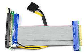 Райзер PCI-E 8 x -> 16x гнучкий із живленням molex подовжувач шлейф
