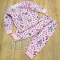 104-110 3-4 роки (104-116) тепла зимова дитяча піжама для дівчинки на байку з начосом зима фліс ФУТЕР 5096 Рожевий