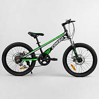 Велосипед спортивный CORSO «Speedline» 20 дюймов, рама магниевая 11", зеленый
