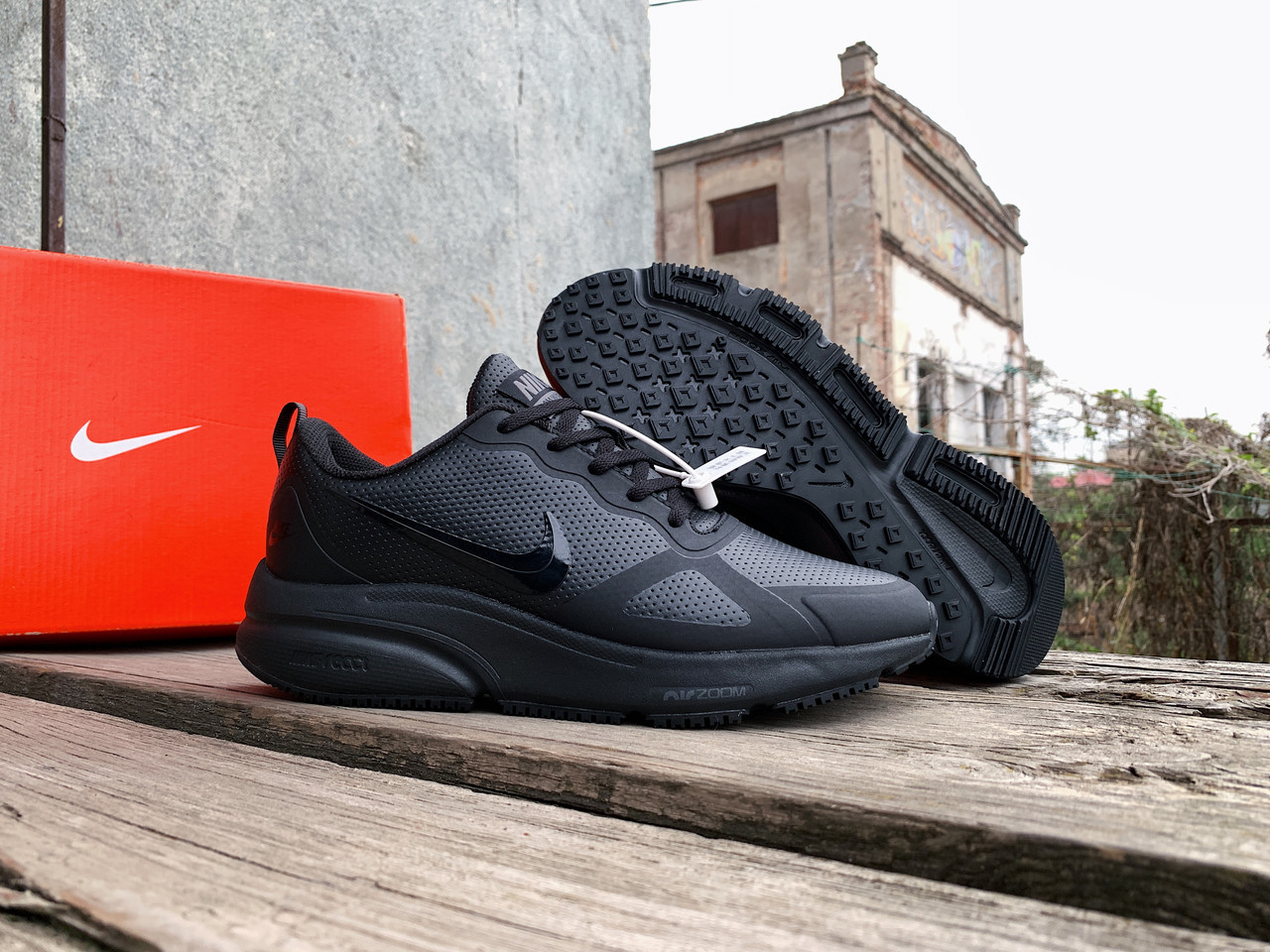 Чоловічі шкіряні кросівки Nike Zoom Winflo 8.0 Black чорні водонепроникні