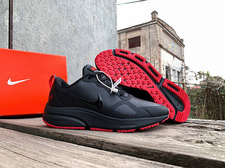 Чоловічі шкіряні кросівки Nike Zoom Winflo 8.0 Black Red чорні з червоним водонепроникні, фото 1