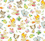 Тканина бавовняна "Звірятка з книжками в осіннє листя" на білому тлі №1891, фото 8